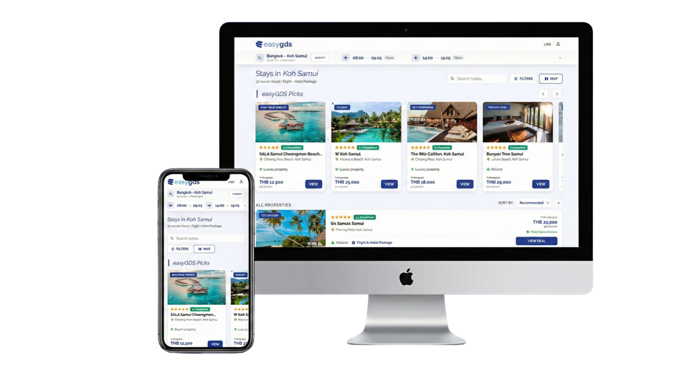 easyGDS Platform - Desktop and Mobile View